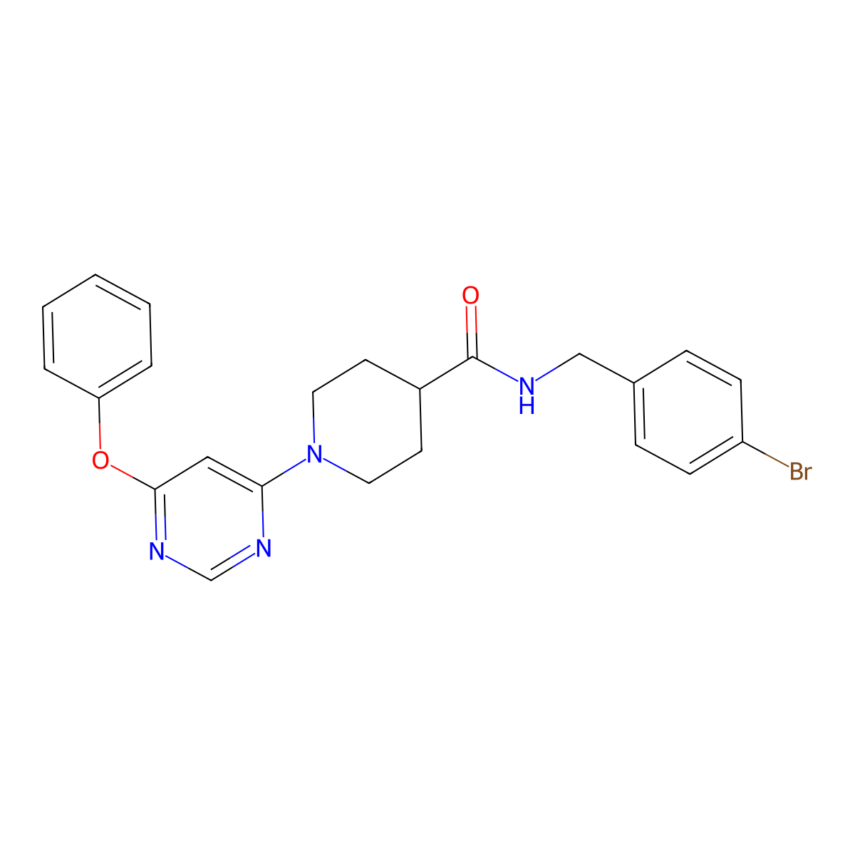 N-(4-bromobenzyl)-1-(6-phenoxypyrimidin-4-yl)piperidine-4-carboxamide molecular structure, CAS 1115998-99-6