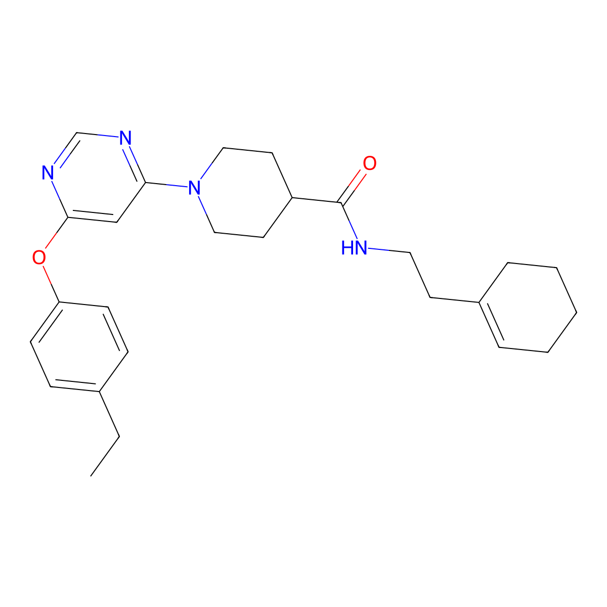 N-[2-(cyclohex-1-en-1-yl)ethyl]-1-[6-(4-ethylphenoxy)pyrimidin-4-yl]piperidine-4-carboxamide molecular structure, CAS 1115999-04-6