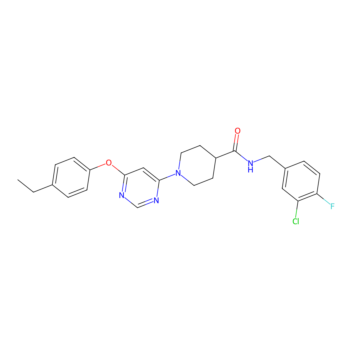 N-(3-chloro-4-fluorobenzyl)-1-[6-(4-ethylphenoxy)pyrimidin-4-yl]piperidine-4-carboxamide molecular structure, CAS 1115999-13-7