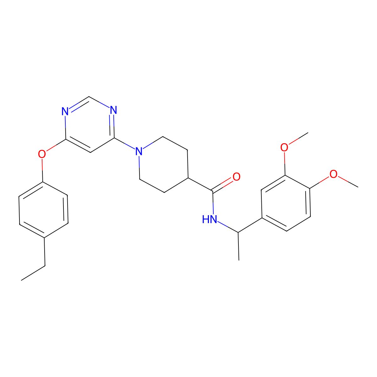 N-[1-(3,4-dimethoxyphenyl)ethyl]-1-[6-(4-ethylphenoxy)pyrimidin-4-yl]piperidine-4-carboxamide molecular structure, CAS 1115999-14-8