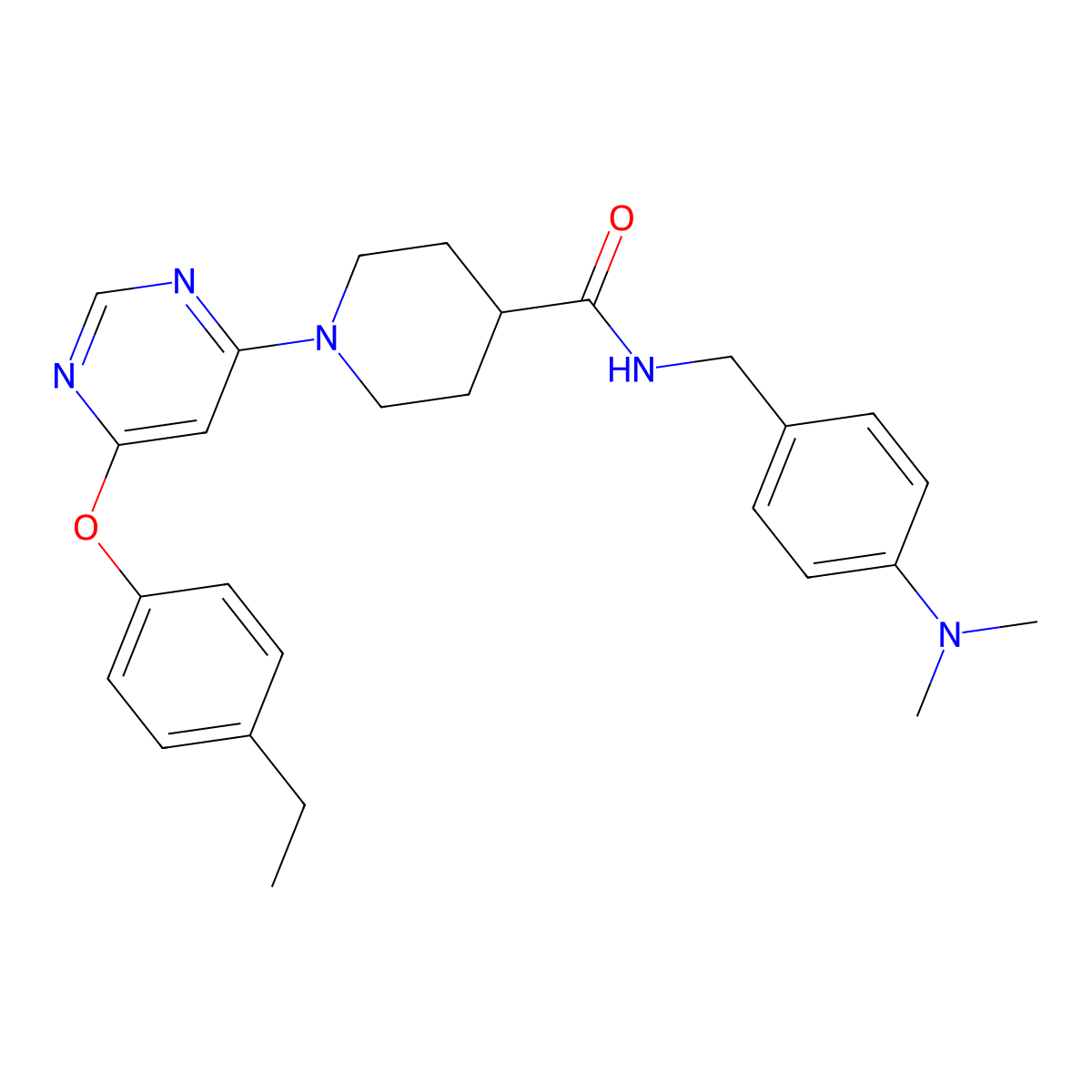 N-[4-(dimethylamino)benzyl]-1-[6-(4-ethylphenoxy)pyrimidin-4-yl]piperidine-4-carboxamide molecular structure, CAS 1115999-18-2