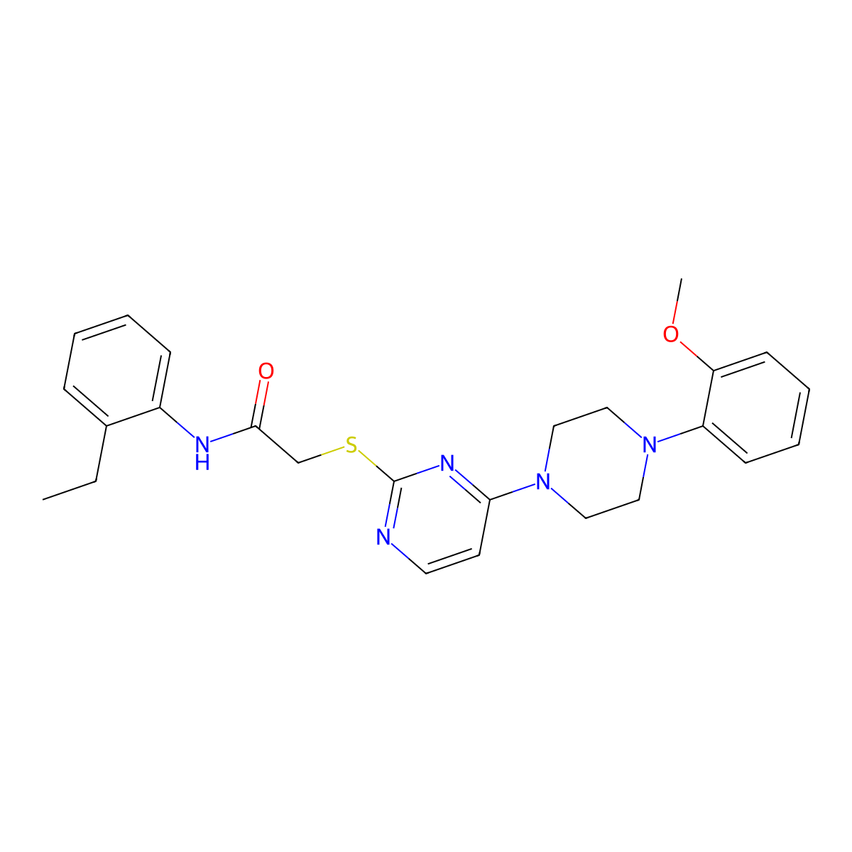 N-(2-ethylphenyl)-2-({4-[4-(2-methoxyphenyl)piperazin-1-yl]pyrimidin-2-yl}sulfanyl)acetamide molecular structure, CAS 1116002-05-1
