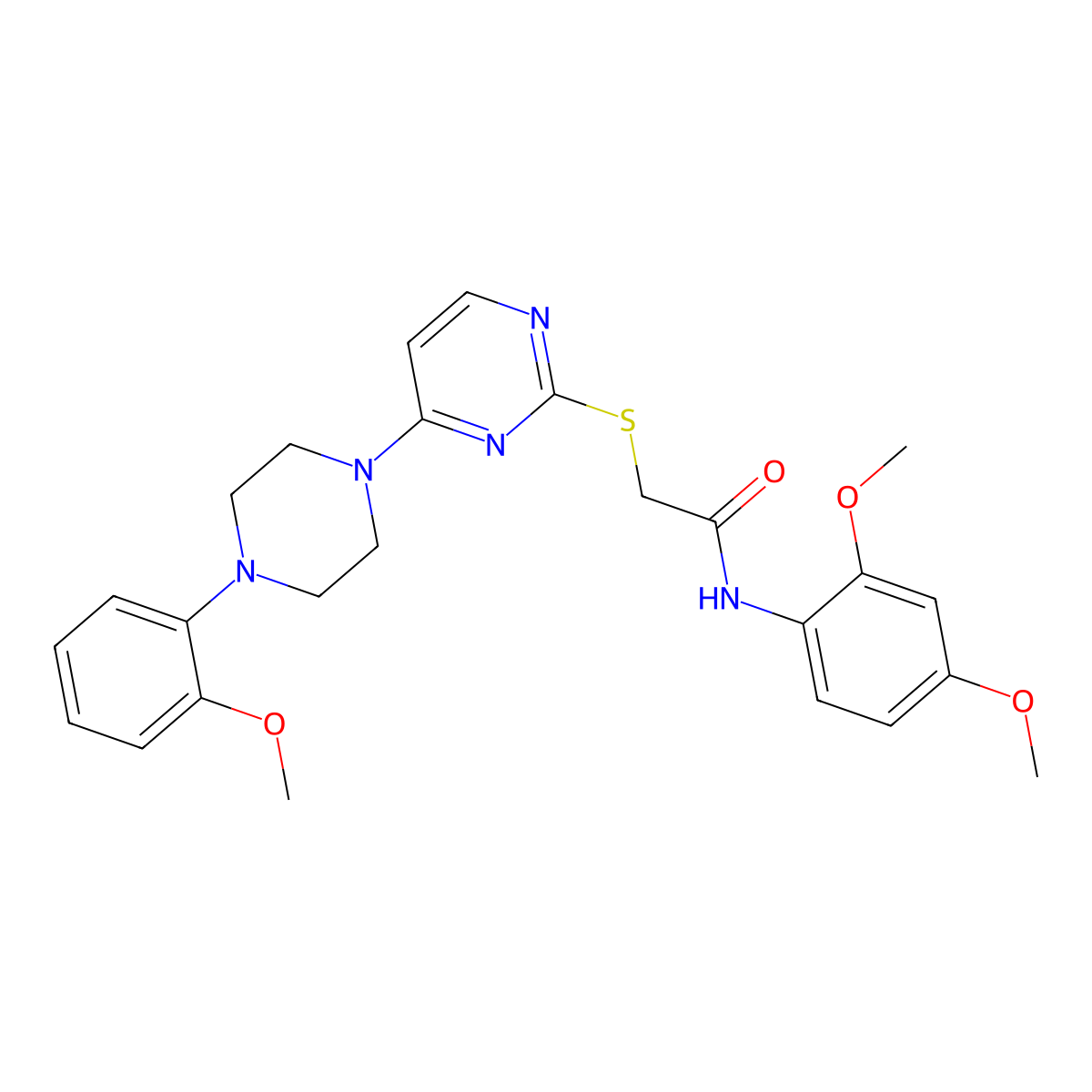 N-(2,4-dimethoxyphenyl)-2-((4-(4-(2-methoxyphenyl)piperazin-1-yl)pyrimidin-2-yl)thio)acetamide molecular structure, CAS 1116002-08-4