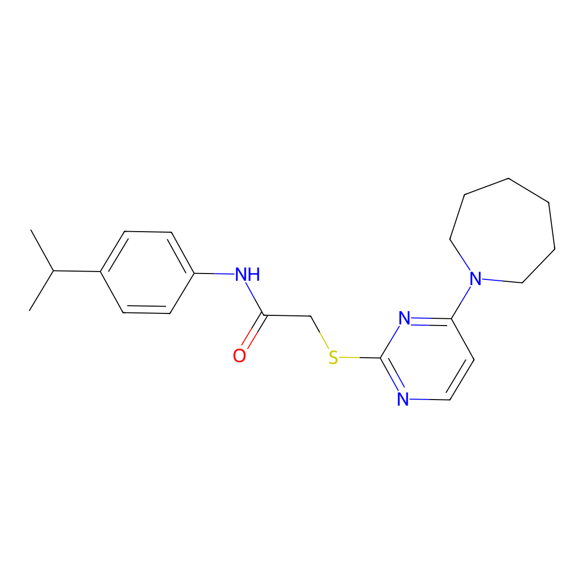 2-{[4-(azepan-1-yl)pyrimidin-2-yl]sulfanyl}-N-[4-(propan-2-yl)phenyl]acetamide molecular structure, CAS 1116002-31-3