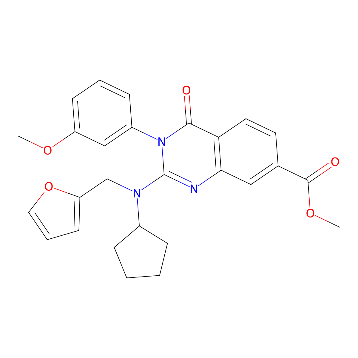 Methyl 2-{cyclopentyl[(furan-2-yl)methyl]amino}-3-(3-methoxyphenyl)-4-oxo-3,4-dihydroquinazoline-7-carboxylate molecular structure, CAS 1116005-67-4