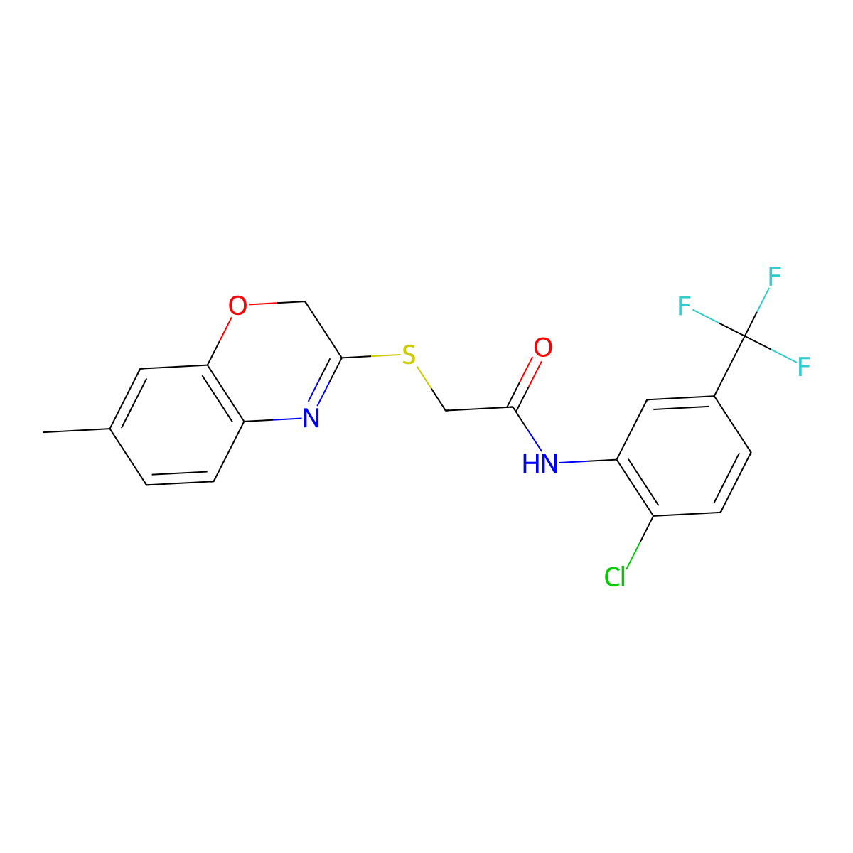 N-[2-chloro-5-(trifluoromethyl)phenyl]-2-[(7-methyl-2H-1,4-benzoxazin-3-yl)sulfanyl]acetamide molecular structure, CAS 1116006-04-2