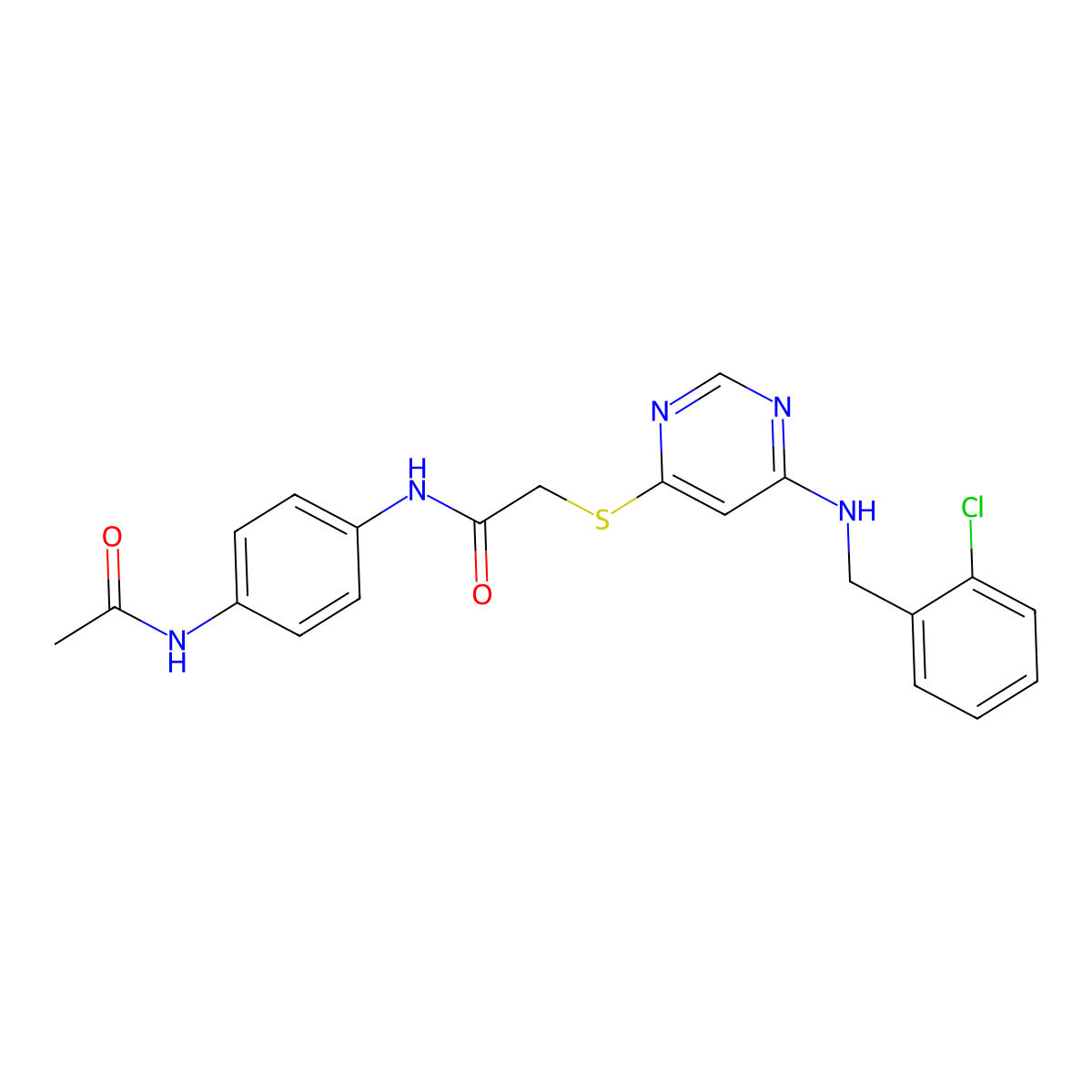 N-(4-acetamidophenyl)-2-((6-((2-chlorobenzyl)amino)pyrimidin-4-yl)thio)acetamide molecular structure, CAS 1116006-46-2