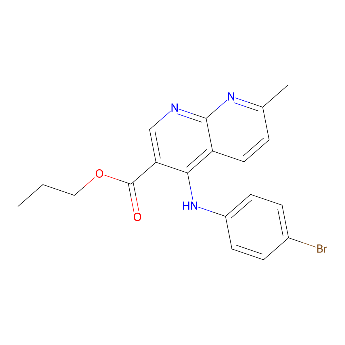Propyl 4-[(4-bromophenyl)amino]-7-methyl-1,8-naphthyridine-3-carboxylate molecular structure, CAS 1116007-04-5