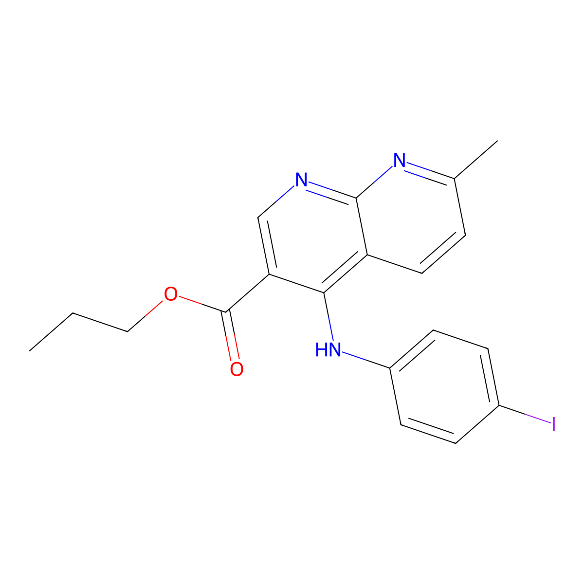 Propyl 4-[(4-iodophenyl)amino]-7-methyl-1,8-naphthyridine-3-carboxylate molecular structure, CAS 1116007-08-9