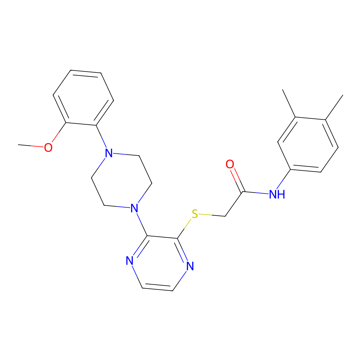 N-(3,4-dimethylphenyl)-2-({3-[4-(2-methoxyphenyl)piperazin-1-yl]pyrazin-2-yl}sulfanyl)acetamide molecular structure, CAS 1116007-30-7