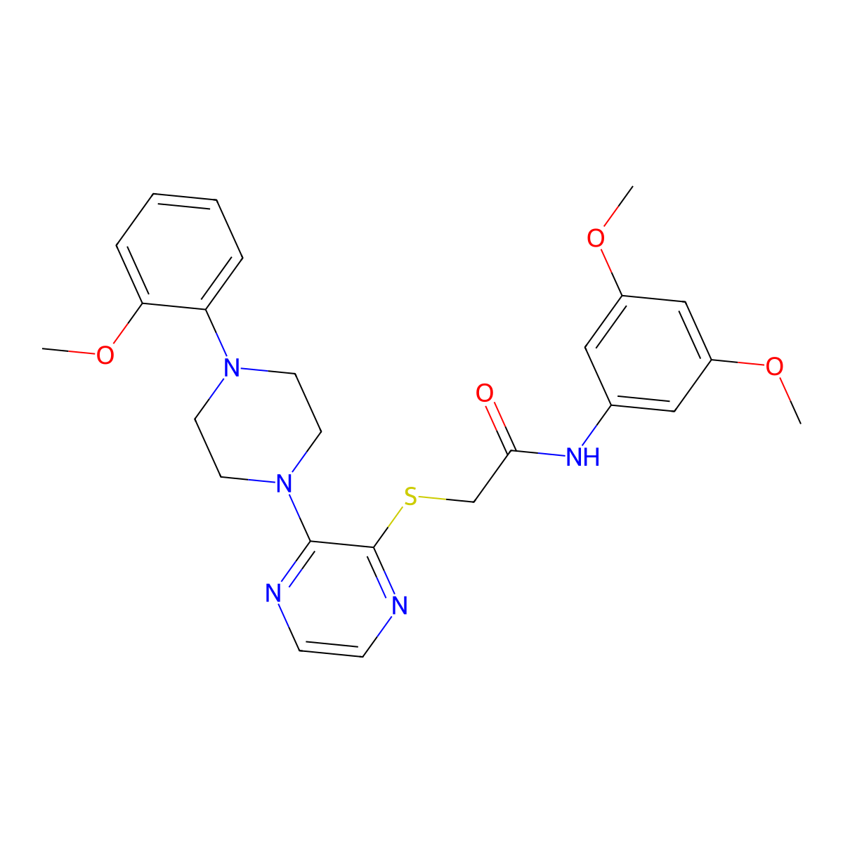 N-(3,5-dimethoxyphenyl)-2-({3-[4-(2-methoxyphenyl)piperazin-1-yl]pyrazin-2-yl}sulfanyl)acetamide molecular structure, CAS 1116007-34-1