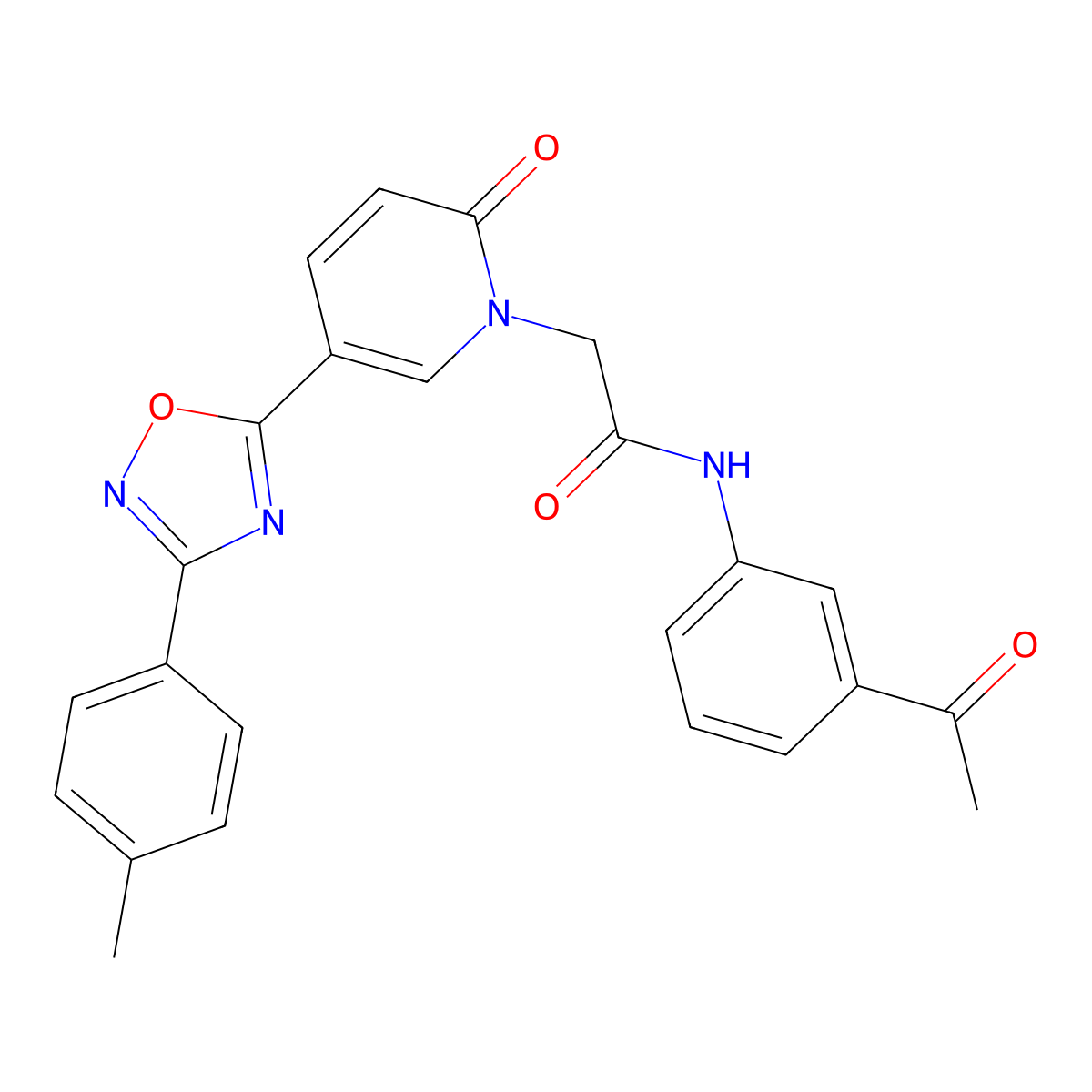 N-(3-acetylphenyl)-2-(2-oxo-5-(3-(p-tolyl)-1,2,4-oxadiazol-5-yl)pyridin-1(2H)-yl)acetamide molecular structure, CAS 1116007-44-3