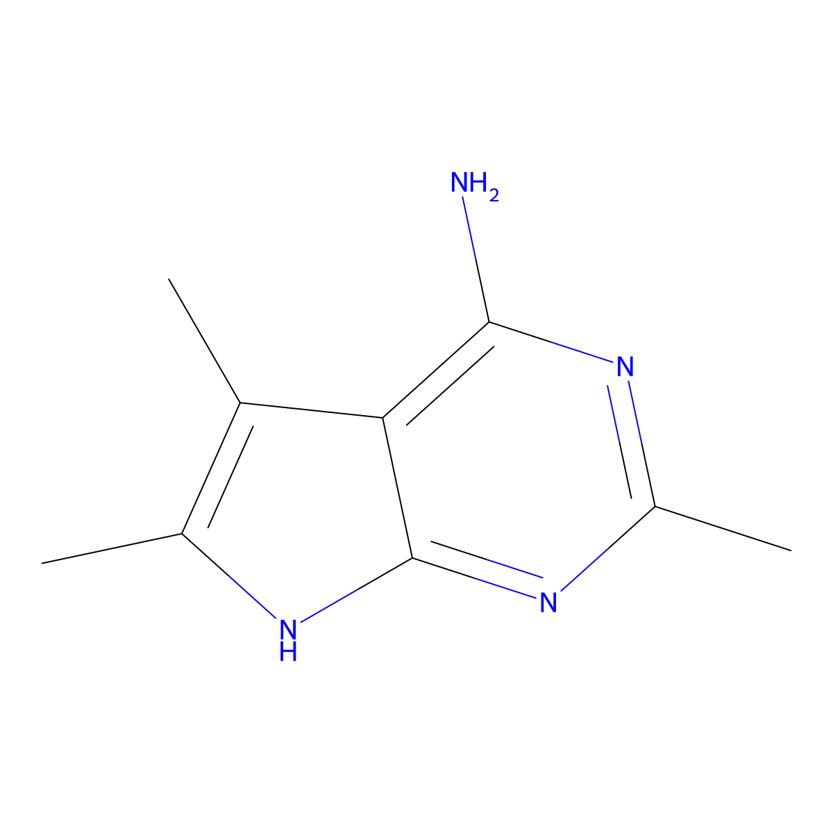 2,5,6-trimethyl-7H-pyrrolo[2,3-d]pyrimidin-4-amine molecular structure, CAS 111601-38-8