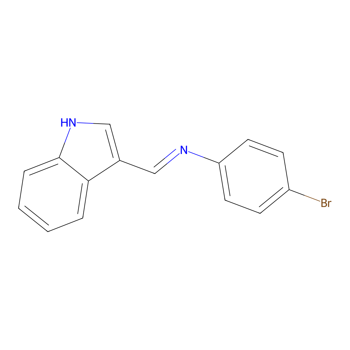 Benzenamine, 4-bromo-N-(1H-indol-3-ylmethylene)- molecular structure, CAS 111601-51-5