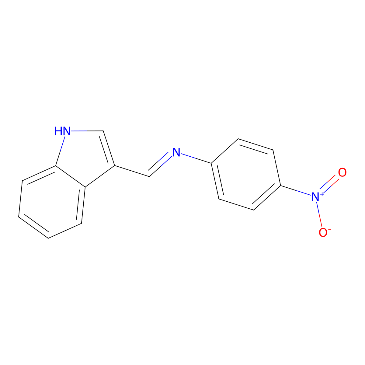 Benzenamine, N-(1H-indol-3-ylmethylene)-4-nitro- molecular structure, CAS 111601-52-6