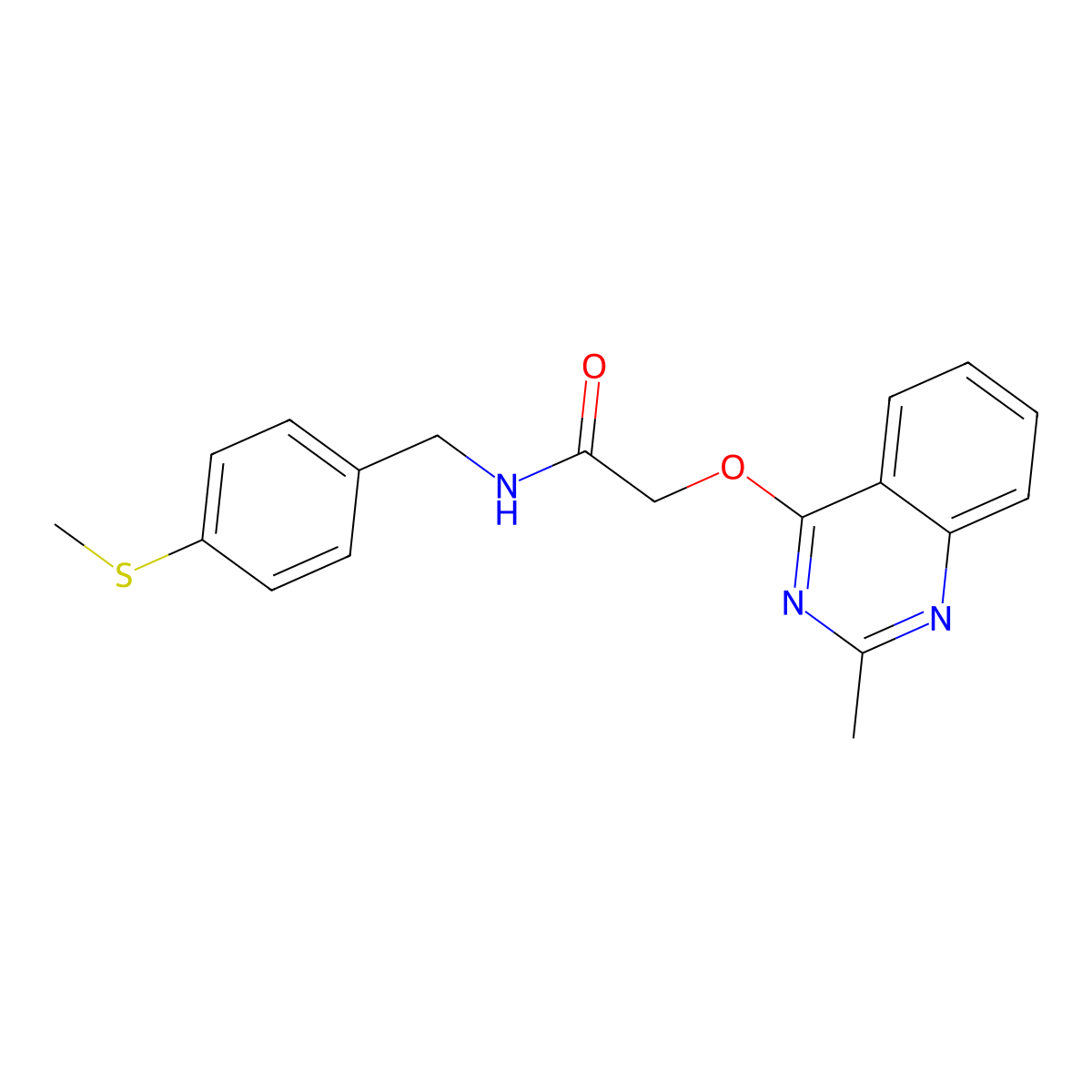 2-[(2-methylquinazolin-4-yl)oxy]-N-{[4-(methylsulfanyl)phenyl]methyl}acetamide molecular structure, CAS 1116017-19-6