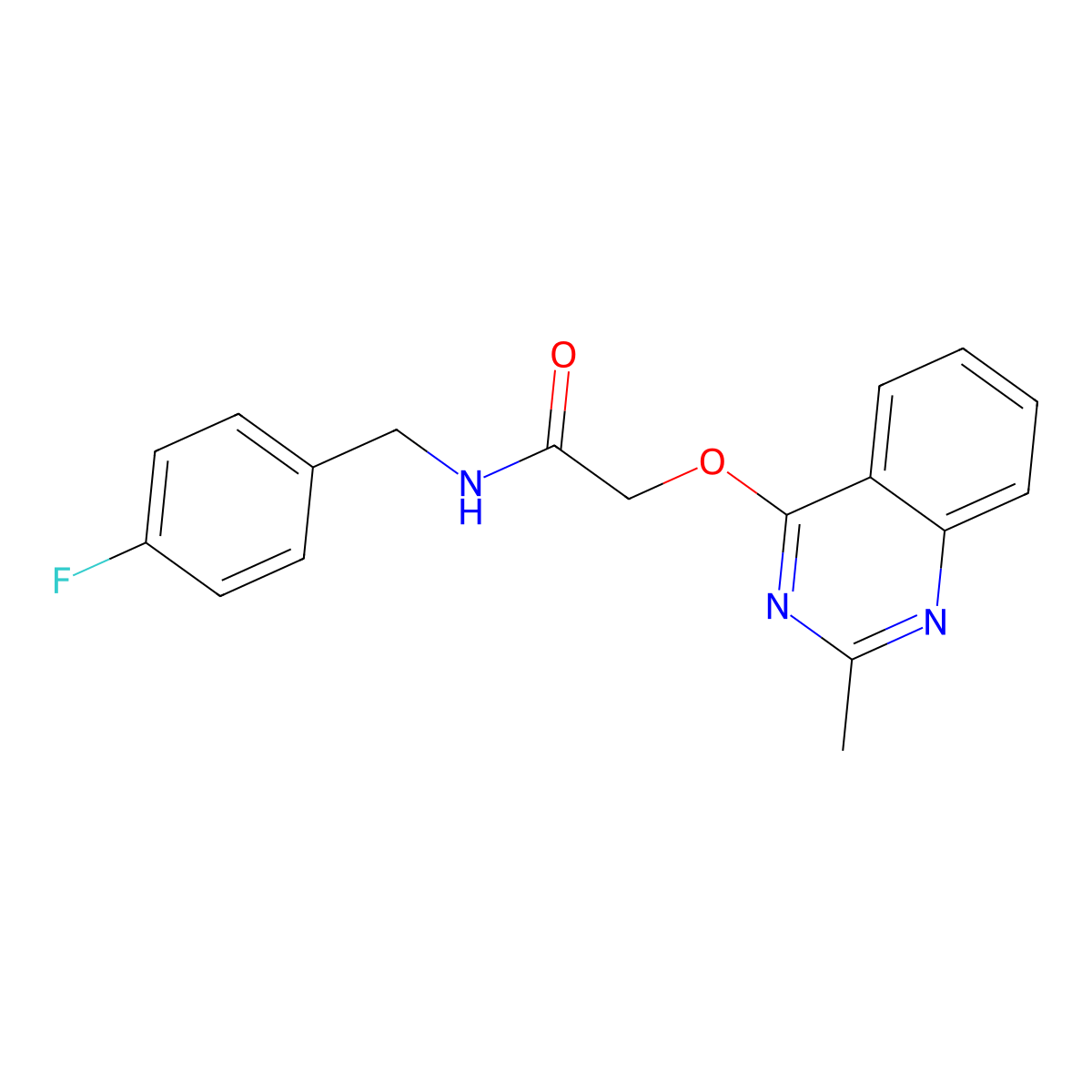 N-(4-fluorobenzyl)-2-((2-methylquinazolin-4-yl)oxy)acetamide molecular structure, CAS 1116017-20-9