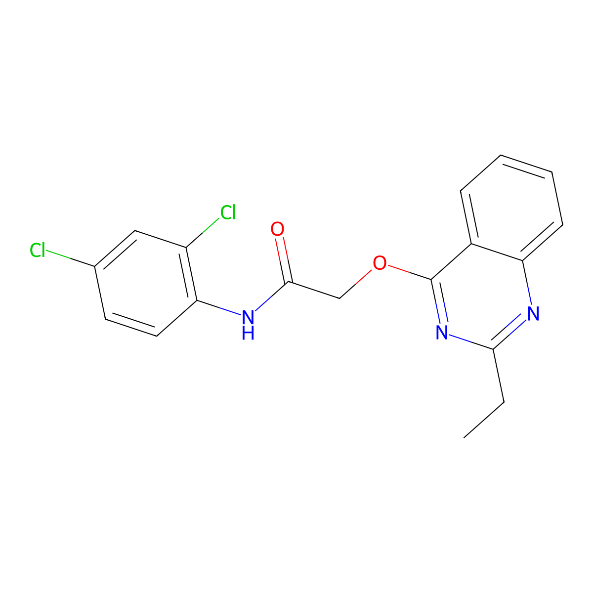 N-(2,4-dichlorophenyl)-2-[(2-ethylquinazolin-4-yl)oxy]acetamide molecular structure, CAS 1116017-24-3