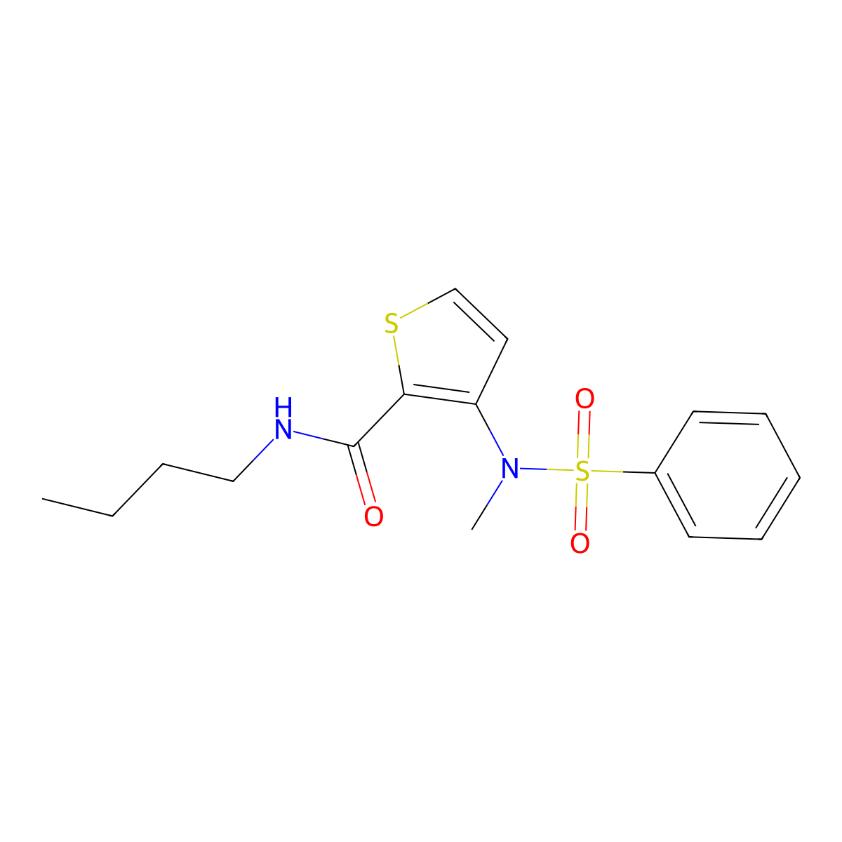 N-butyl-3-(N-methylbenzenesulfonamido)thiophene-2-carboxamide molecular structure, CAS 1116017-30-1