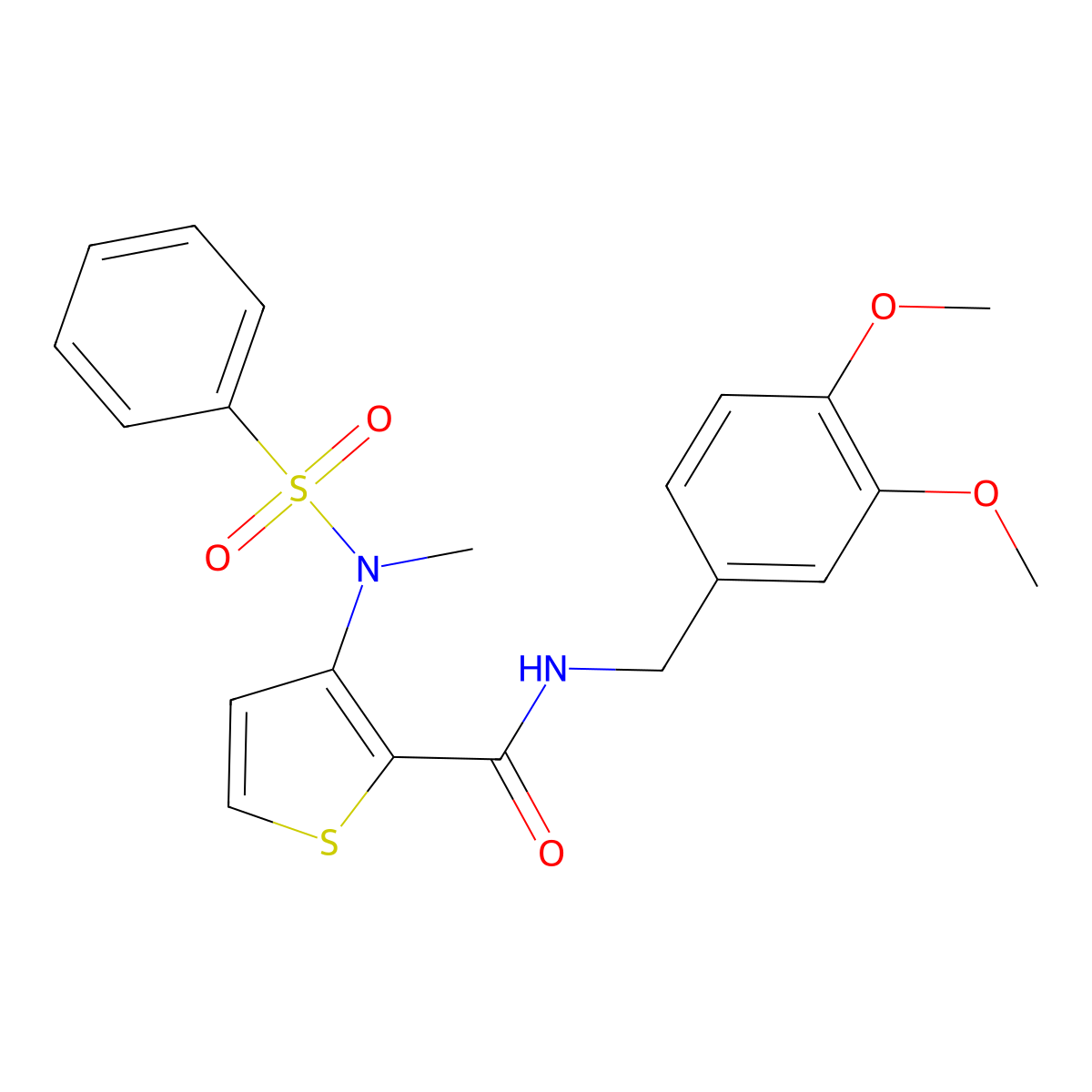 N-[(3,4-dimethoxyphenyl)methyl]-3-(N-methylbenzenesulfonamido)thiophene-2-carboxamide molecular structure, CAS 1116017-32-3