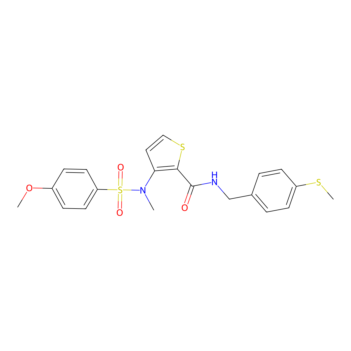 3-(N-methyl4-methoxybenzenesulfonamido)-N-{[4-(methylsulfanyl)phenyl]methyl}thiophene-2-carboxamide molecular structure, CAS 1116017-43-6
