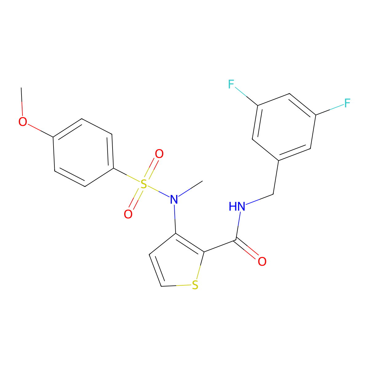 N-[(3,5-difluorophenyl)methyl]-3-(N-methyl4-methoxybenzenesulfonamido)thiophene-2-carboxamide molecular structure, CAS 1116017-44-7