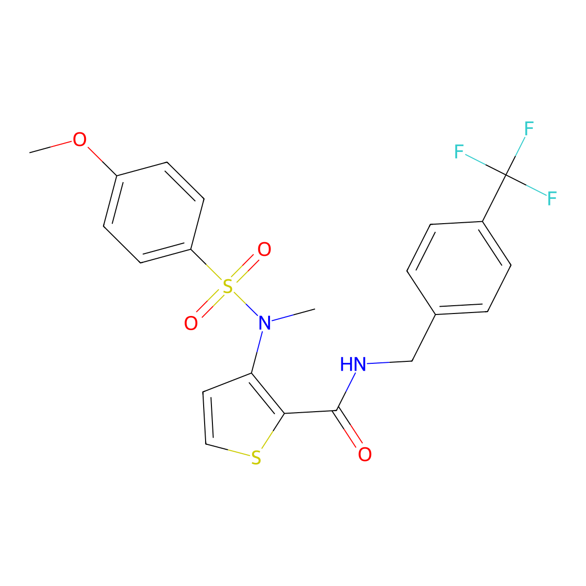 3-(N-methyl4-methoxybenzenesulfonamido)-N-{[4-(trifluoromethyl)phenyl]methyl}thiophene-2-carboxamide molecular structure, CAS 1116017-46-9