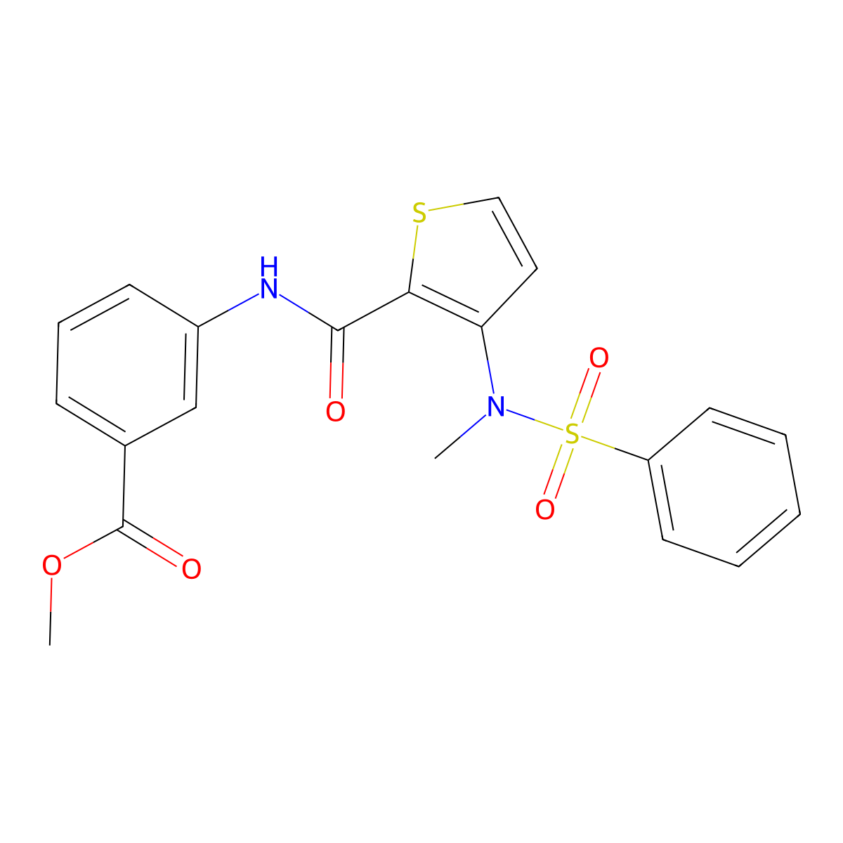 methyl 3-[3-(N-methylbenzenesulfonamido)thiophene-2-amido]benzoate molecular structure, CAS 1116017-49-2