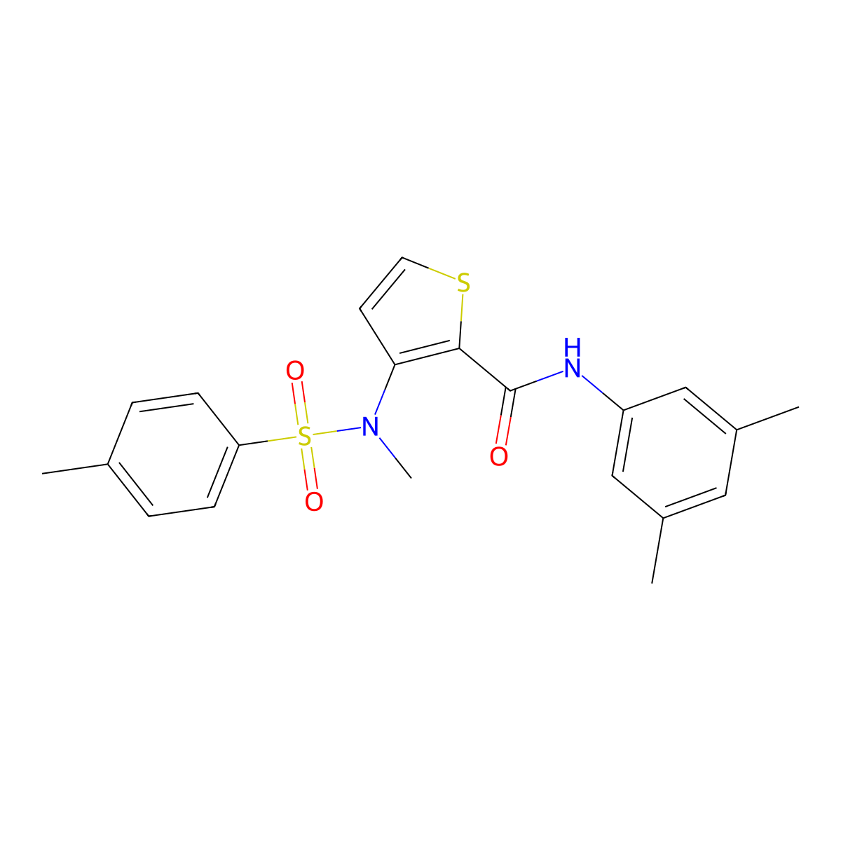 N-(3,5-dimethylphenyl)-3-(N-methyl4-methylbenzenesulfonamido)thiophene-2-carboxamide molecular structure, CAS 1116017-51-6