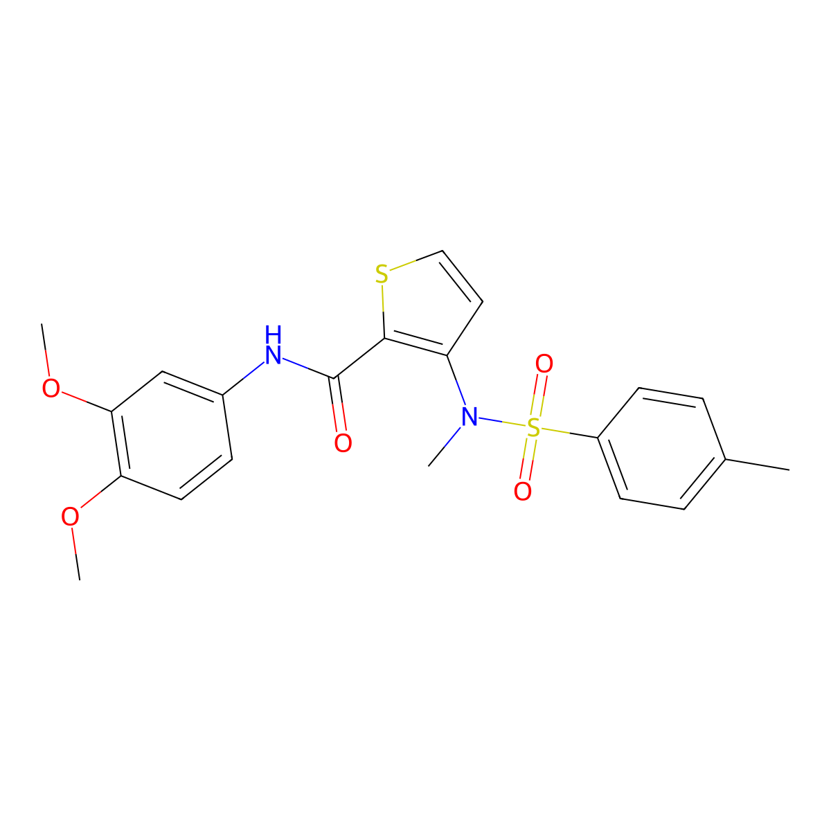 N-(3,4-dimethoxyphenyl)-3-{methyl[(4-methylphenyl)sulfonyl]amino}thiophene-2-carboxamide molecular structure, CAS 1116017-53-8