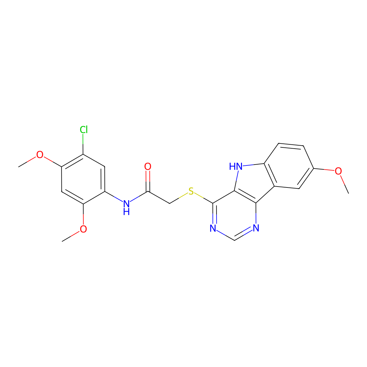 N-(5-chloro-2,4-dimethoxyphenyl)-2-((8-methoxy-5H-pyrimido[5,4-b]indol-4-yl)thio)acetamide molecular structure, CAS 1116019-06-7