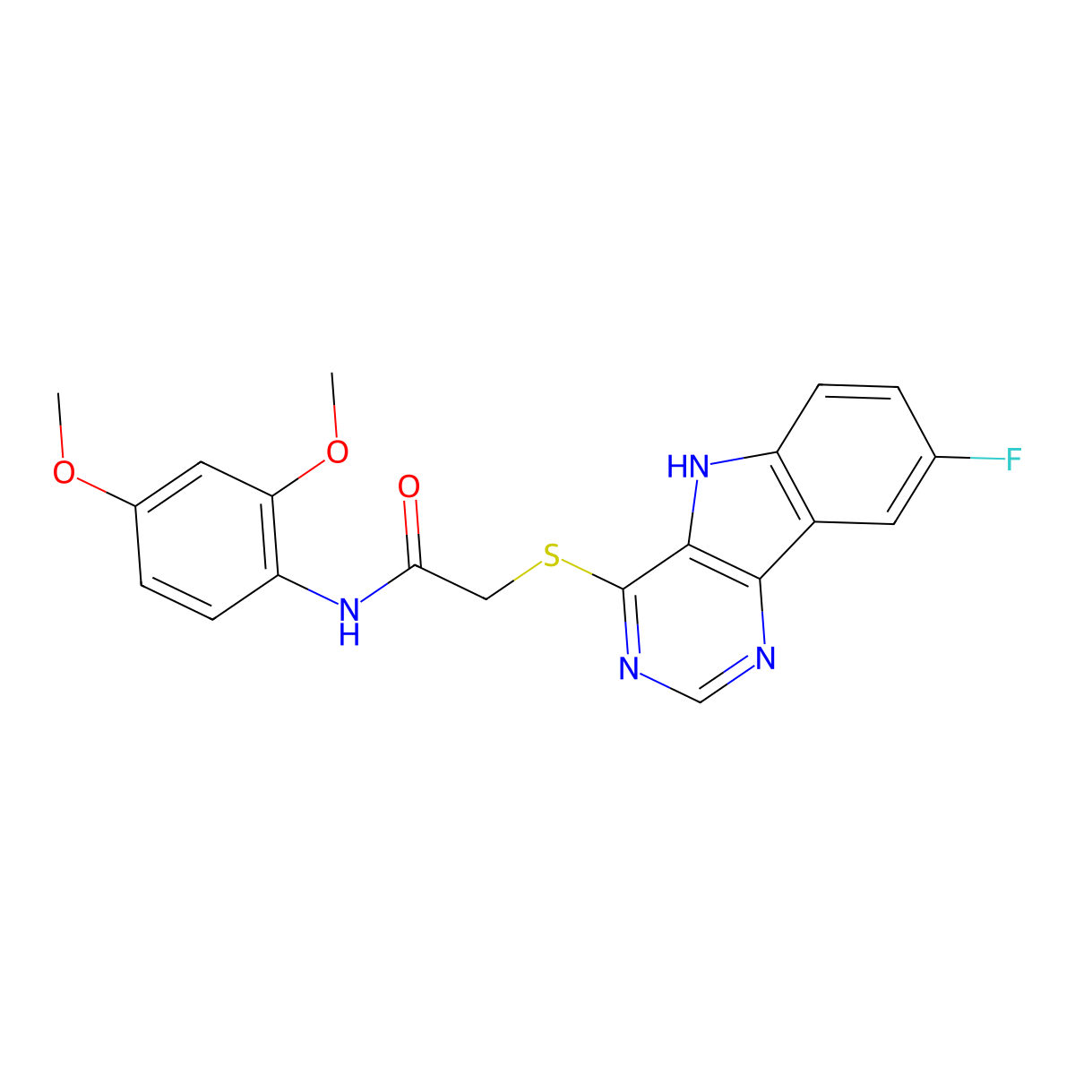 N-(2,4-dimethoxyphenyl)-2-((8-fluoro-5H-pyrimido[5,4-b]indol-4-yl)thio)acetamide molecular structure, CAS 1116030-09-1