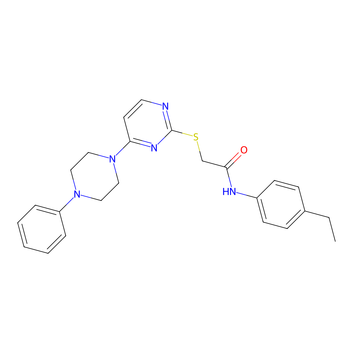 N-(4-ethylphenyl)-2-{[4-(4-phenylpiperazin-1-yl)pyrimidin-2-yl]sulfanyl}acetamide molecular structure, CAS 1116036-67-9