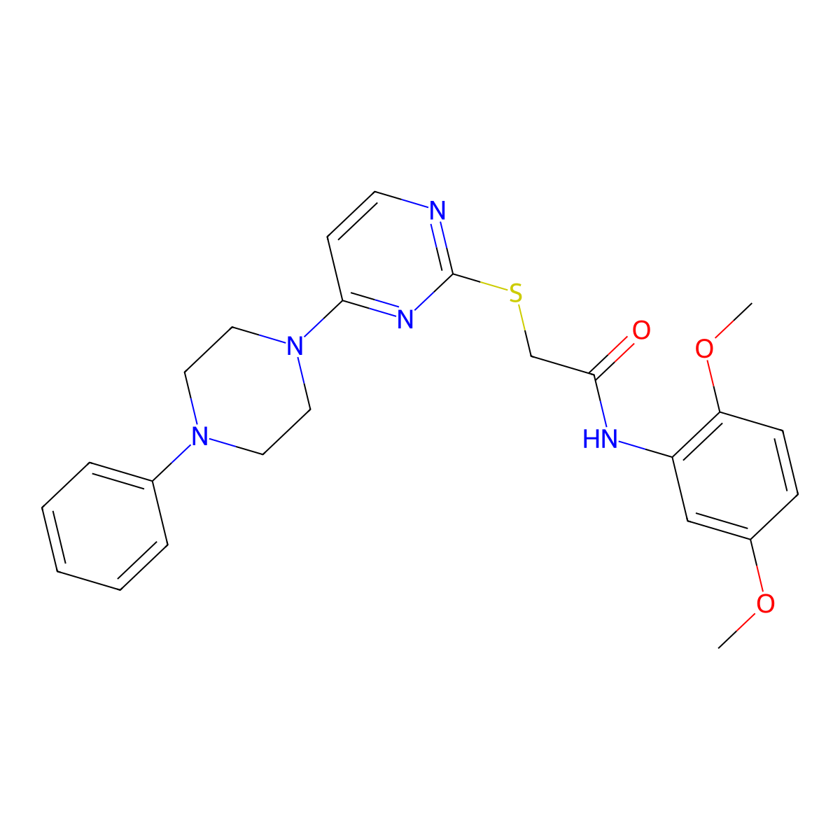 N-(2,5-dimethoxyphenyl)-2-{[4-(4-phenylpiperazin-1-yl)pyrimidin-2-yl]sulfanyl}acetamide molecular structure, CAS 1116036-68-0