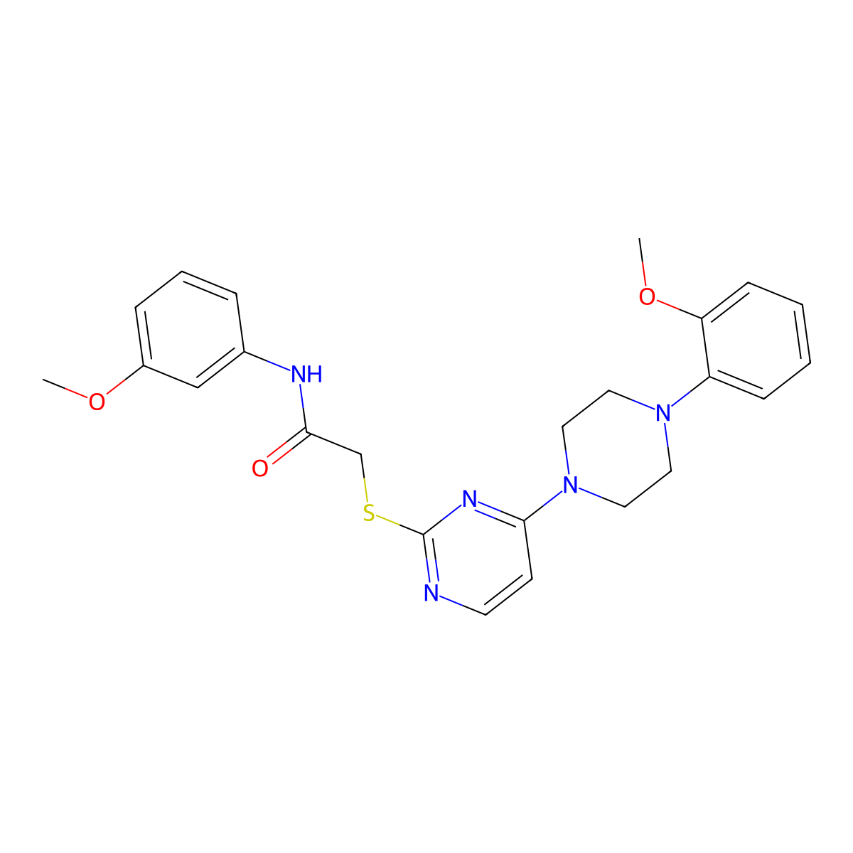N-(3-methoxyphenyl)-2-({4-[4-(2-methoxyphenyl)piperazin-1-yl]pyrimidin-2-yl}sulfanyl)acetamide molecular structure, CAS 1116036-77-1