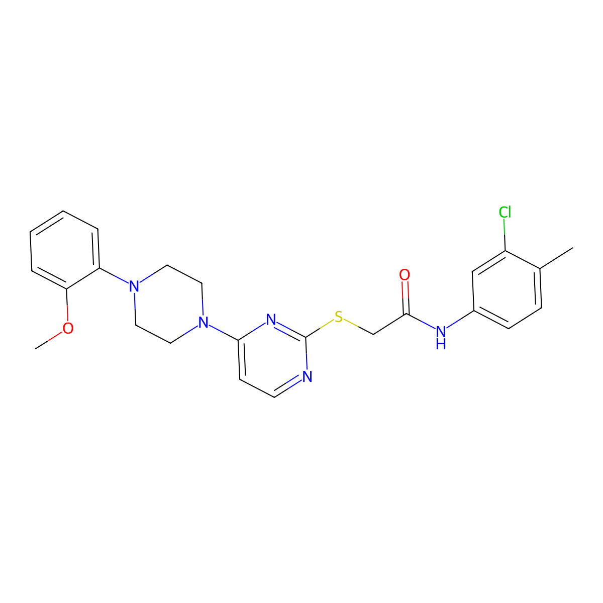 N-(3-chloro-4-methylphenyl)-2-({4-[4-(2-methoxyphenyl)piperazin-1-yl]pyrimidin-2-yl}sulfanyl)acetamide molecular structure, CAS 1116036-82-8