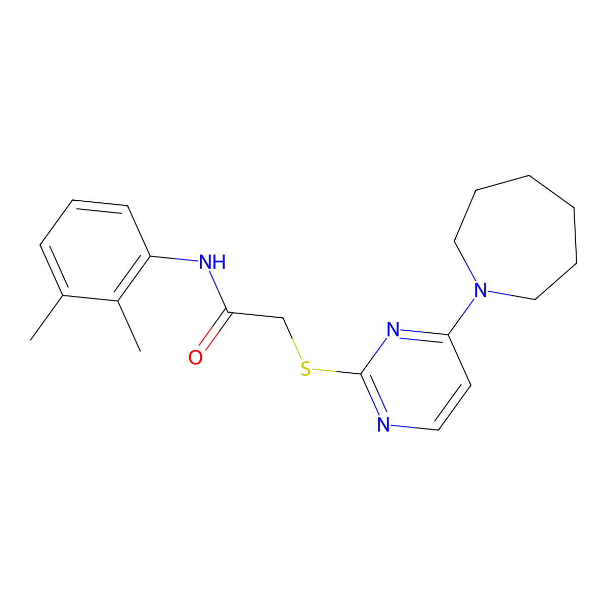 2-((4-(azepan-1-yl)pyrimidin-2-yl)thio)-N-(2,3-dimethylphenyl)acetamide molecular structure, CAS 1116037-01-4