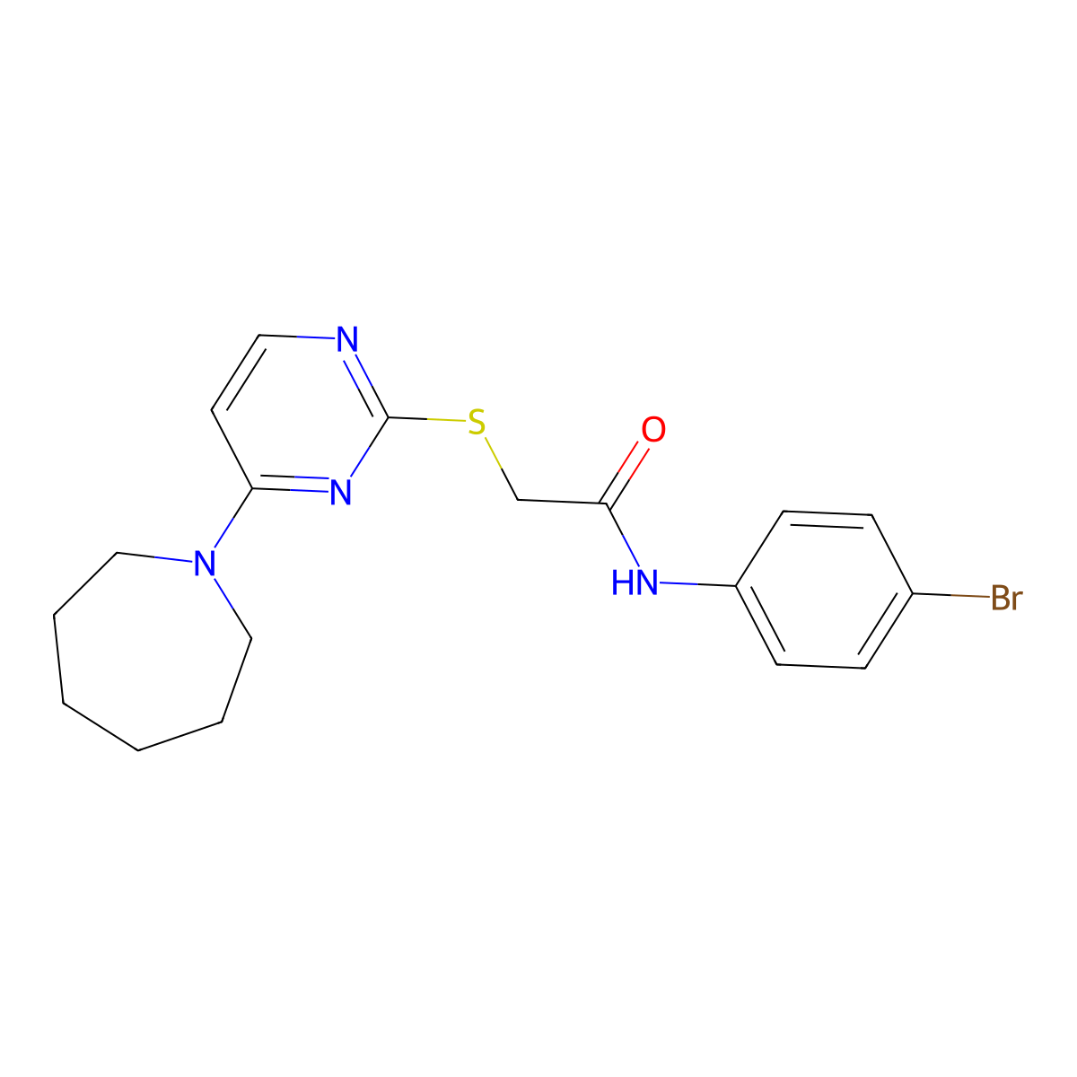 2-{[4-(azepan-1-yl)pyrimidin-2-yl]sulfanyl}-N-(4-bromophenyl)acetamide molecular structure, CAS 1116037-03-6