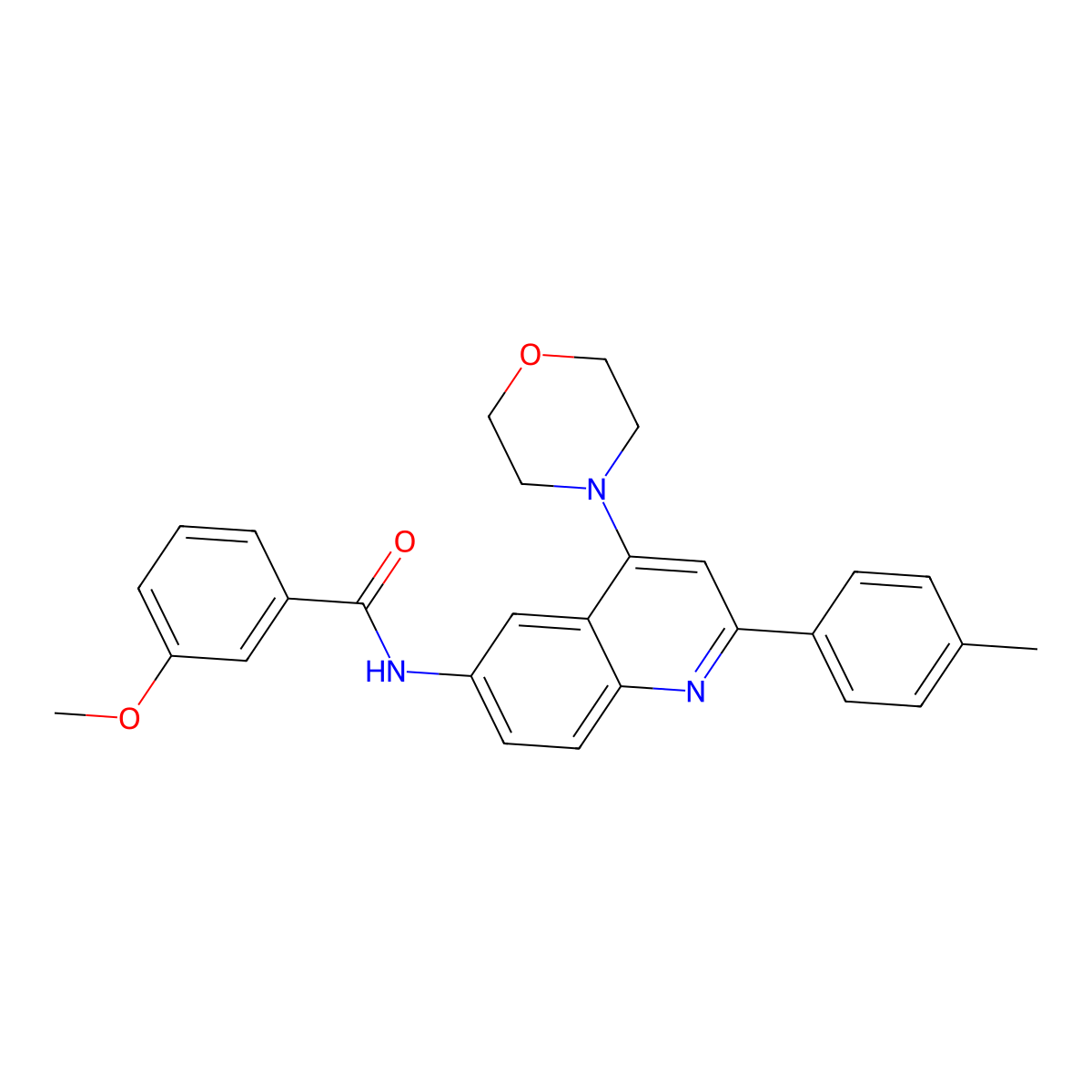3-methoxy-N-(4-morpholino-2-(p-tolyl)quinolin-6-yl)benzamide molecular structure, CAS 1116037-20-7