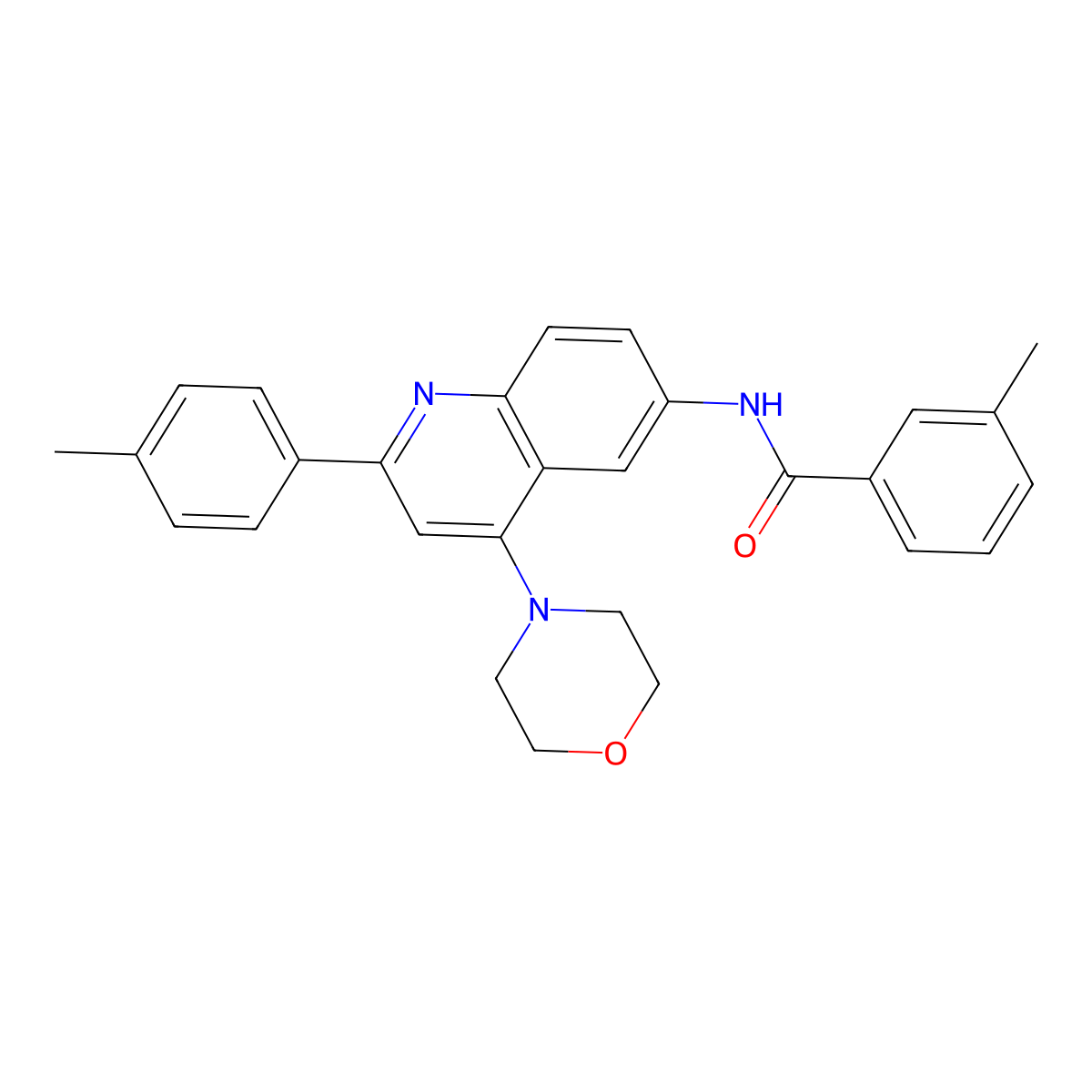 3-methyl-N-[2-(4-methylphenyl)-4-(morpholin-4-yl)quinolin-6-yl]benzamide molecular structure, CAS 1116037-21-8