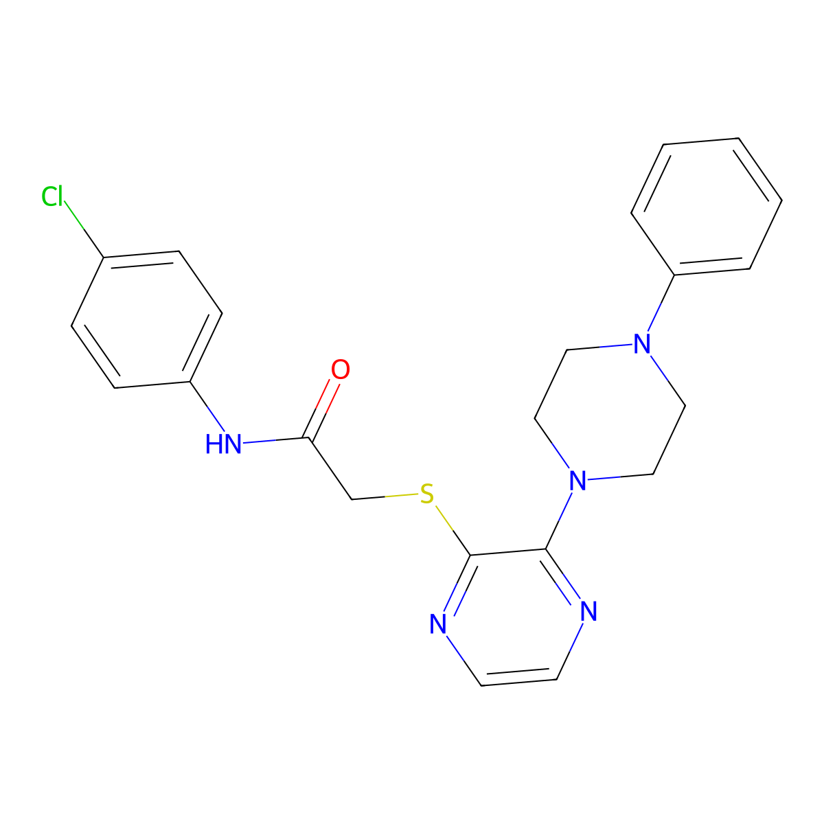 N-(4-chlorophenyl)-2-{[3-(4-phenylpiperazin-1-yl)pyrazin-2-yl]sulfanyl}acetamide molecular structure, CAS 1116038-01-7