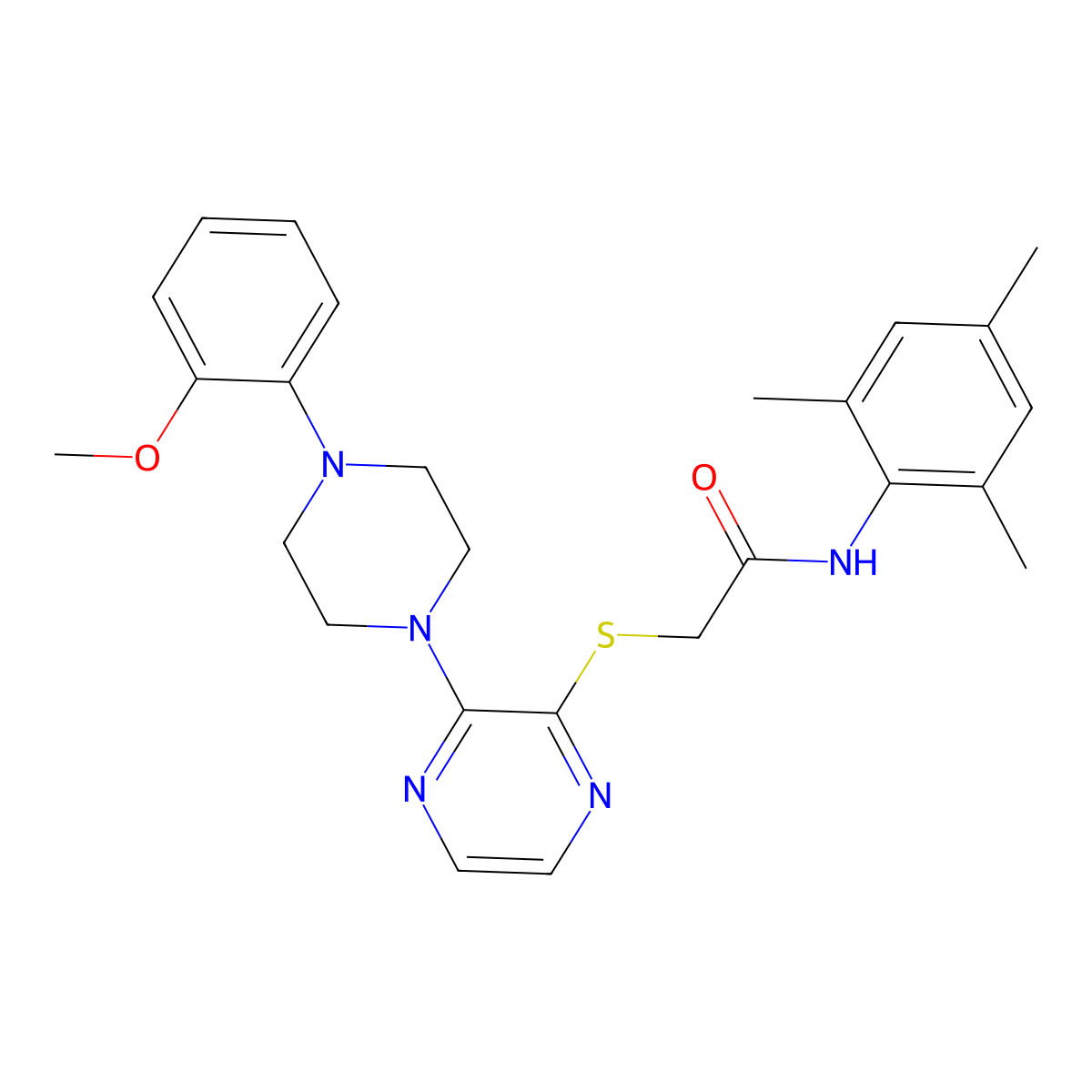 2-({3-[4-(2-methoxyphenyl)piperazin-1-yl]pyrazin-2-yl}sulfanyl)-N-(2,4,6-trimethylphenyl)acetamide molecular structure, CAS 1116038-13-1
