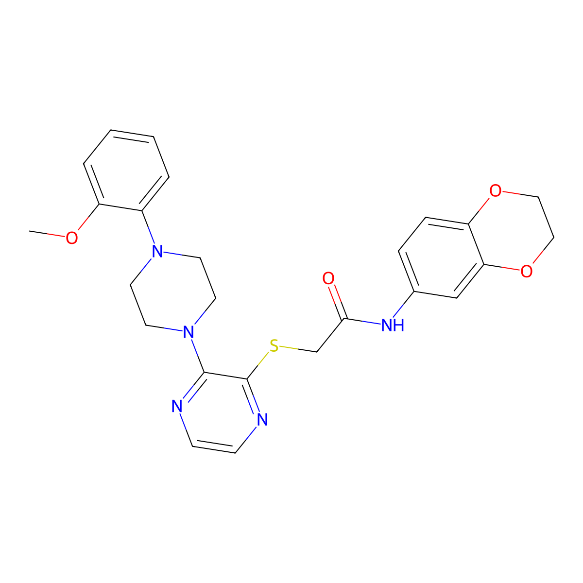N-(2,3-dihydrobenzo[b][1,4]dioxin-6-yl)-2-((3-(4-(2-methoxyphenyl)piperazin-1-yl)pyrazin-2-yl)thio)acetamide molecular structure, CAS 1116038-23-3