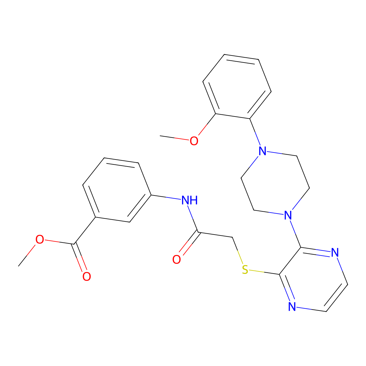 Methyl 3-(2-((3-(4-(2-methoxyphenyl)piperazin-1-yl)pyrazin-2-yl)thio)acetamido)benzoate molecular structure, CAS 1116038-27-7