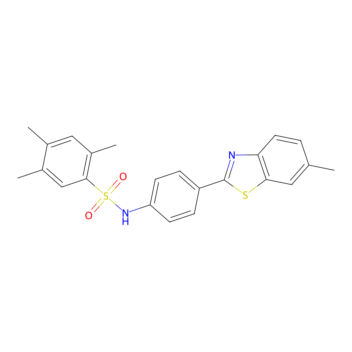 2,4,5-trimethyl-N-[4-(6-methyl-1,3-benzothiazol-2-yl)phenyl]benzene-1-sulfonamide molecular structure, CAS 1116042-14-8