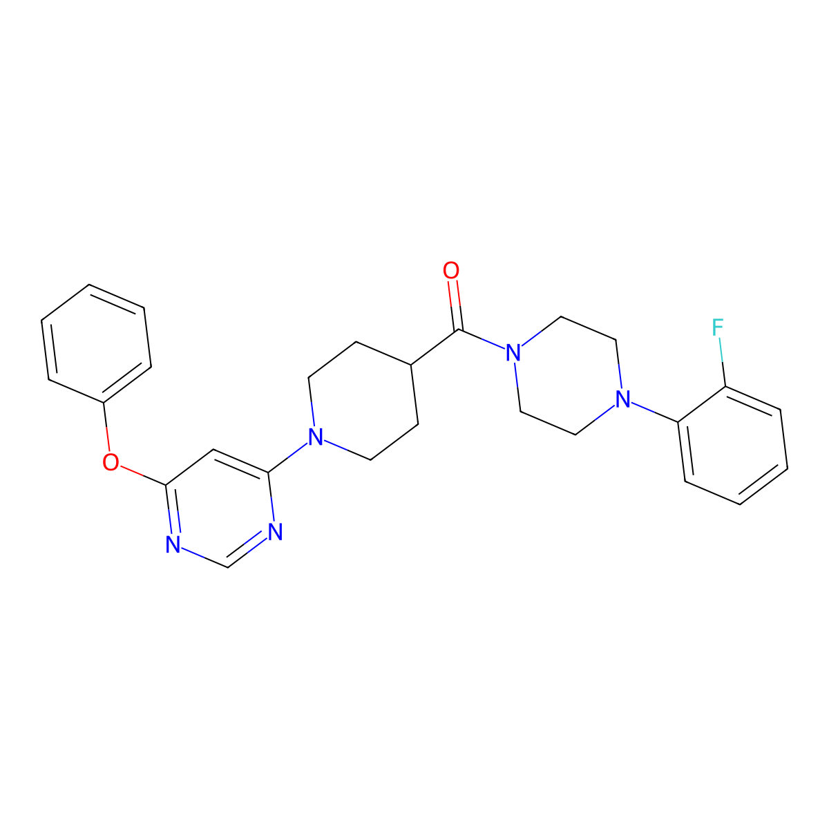 (4-(2-Fluorophenyl)piperazin-1-yl)(1-(6-phenoxypyrimidin-4-yl)piperidin-4-yl)methanone molecular structure, CAS 1116045-02-3