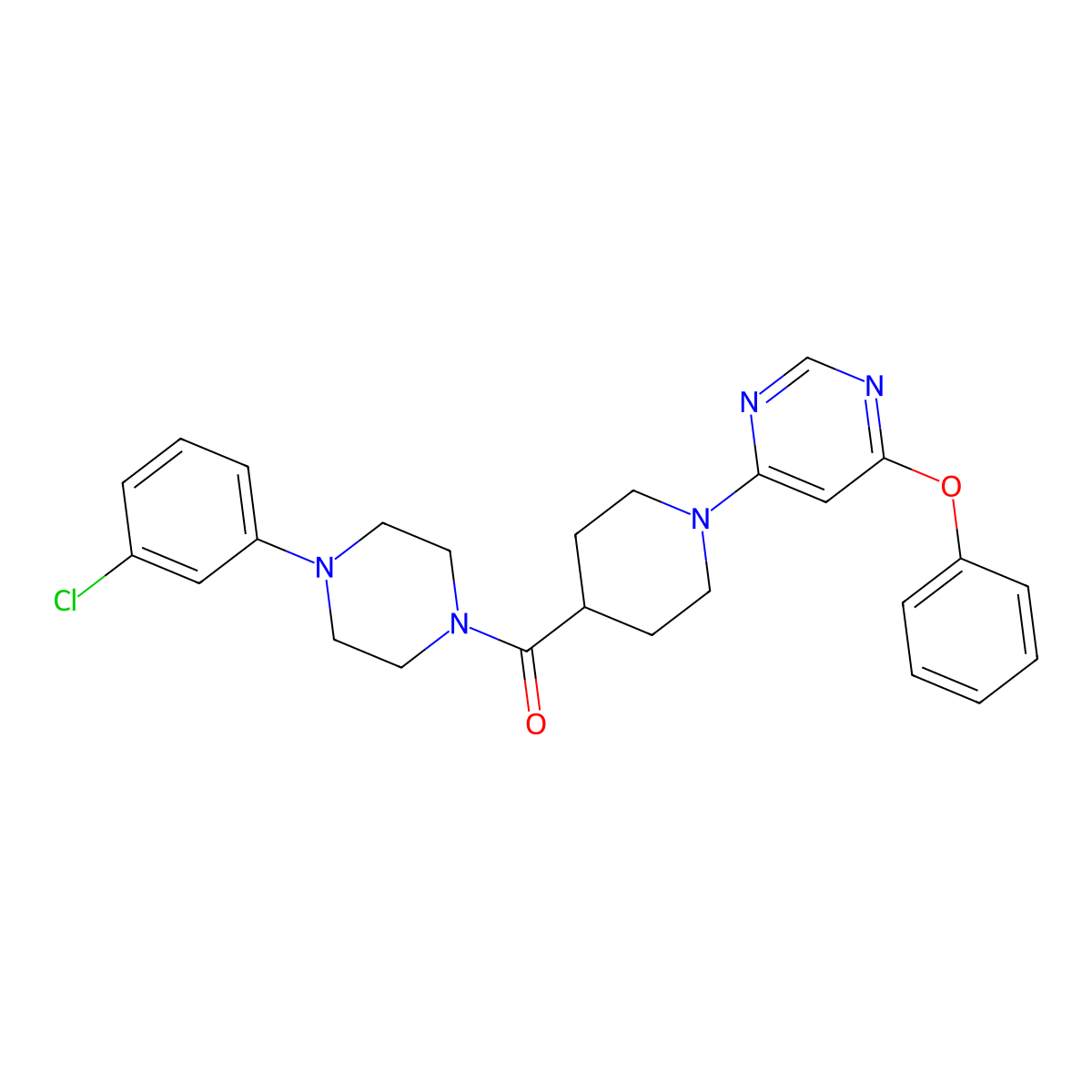 (4-(3-Chlorophenyl)piperazin-1-yl)(1-(6-phenoxypyrimidin-4-yl)piperidin-4-yl)methanone molecular structure, CAS 1116045-03-4