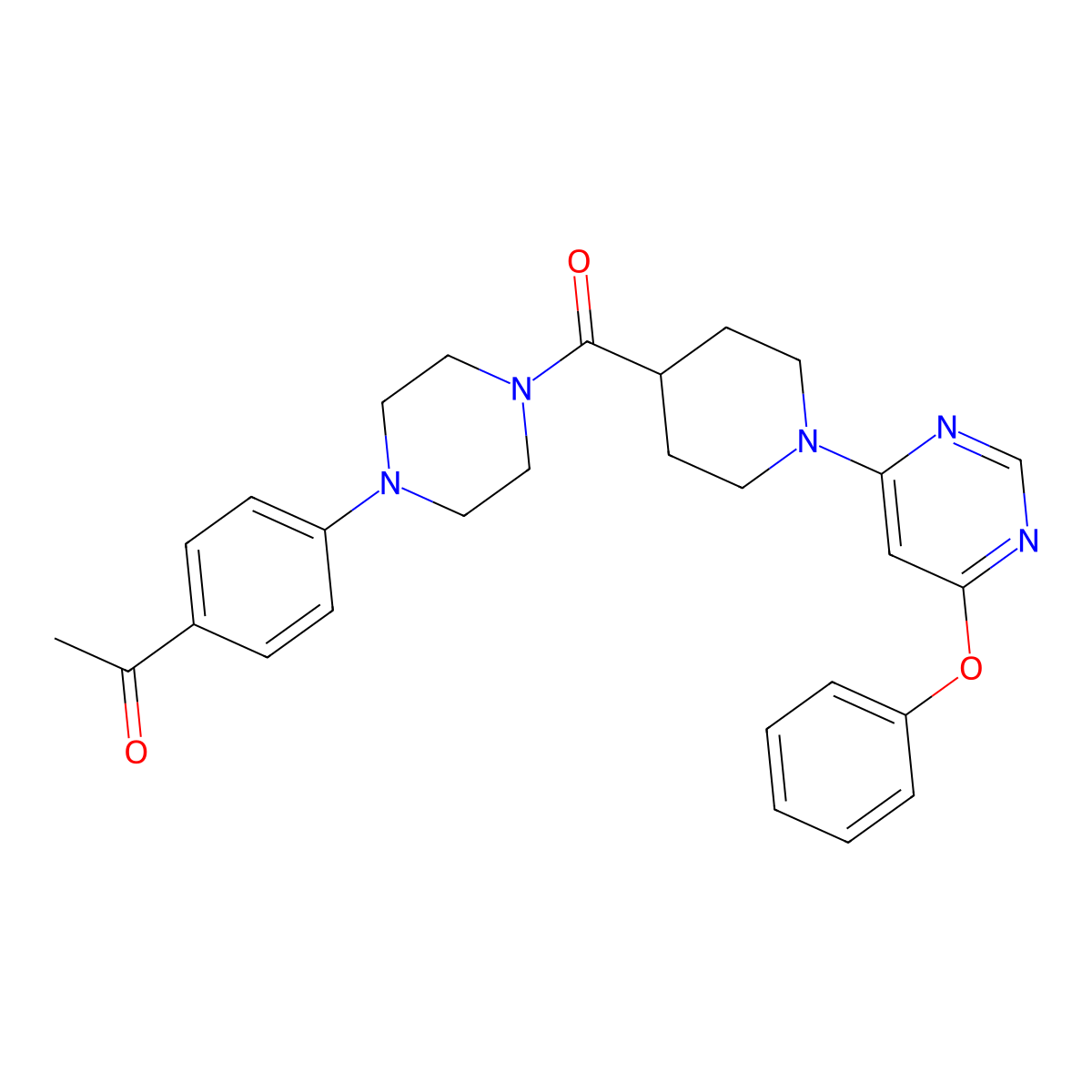 1-[4-(4-{[1-(6-Phenoxypyrimidin-4-yl)piperidin-4-yl]carbonyl}piperazin-1-yl)phenyl]ethanone molecular structure, CAS 1116045-04-5