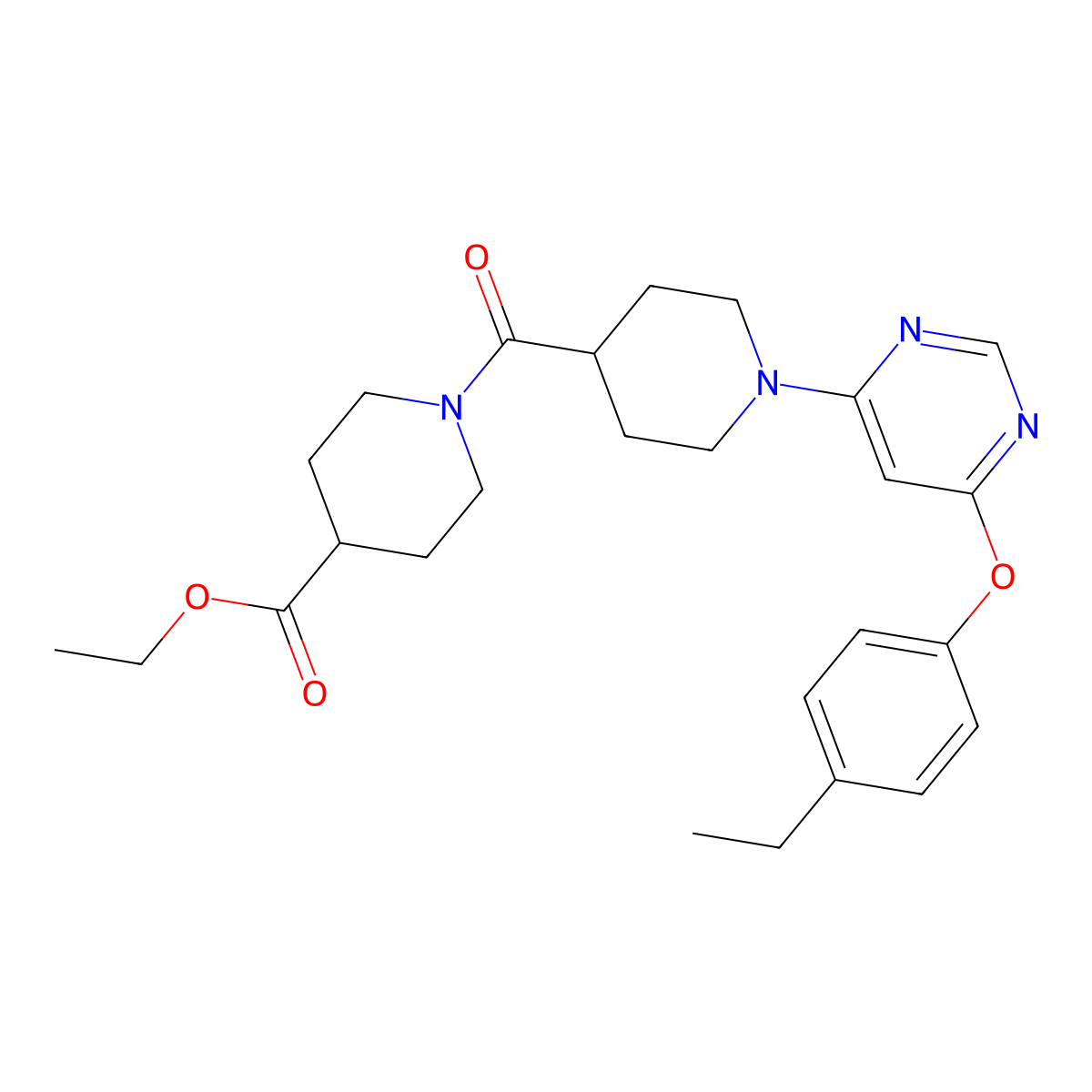 Ethyl 1-{1-[6-(4-ethylphenoxy)pyrimidin-4-yl]piperidine-4-carbonyl}piperidine-4-carboxylate molecular structure, CAS 1116045-06-7