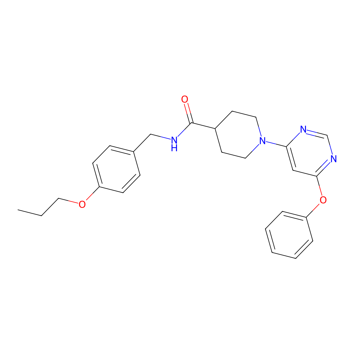 1-(6-phenoxypyrimidin-4-yl)-N-(4-propoxybenzyl)piperidine-4-carboxamide molecular structure, CAS 1116045-12-5